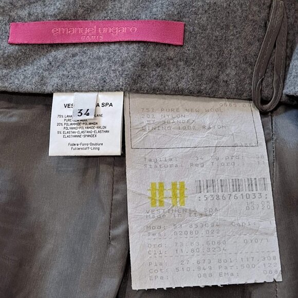 Emanuel Ungaro Size 34  (US 2) Gray Wool Ruffled Midi Skirt EUC - Picture 8 of 13